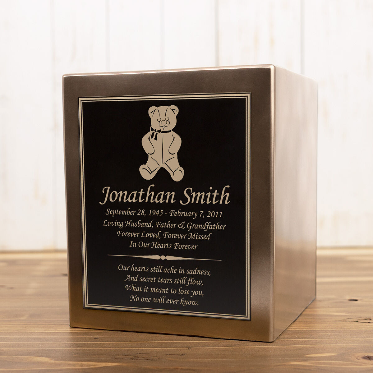 Perfect Memorials Teddy Bear Seamless Bronze Cube Resin Cremation Urn