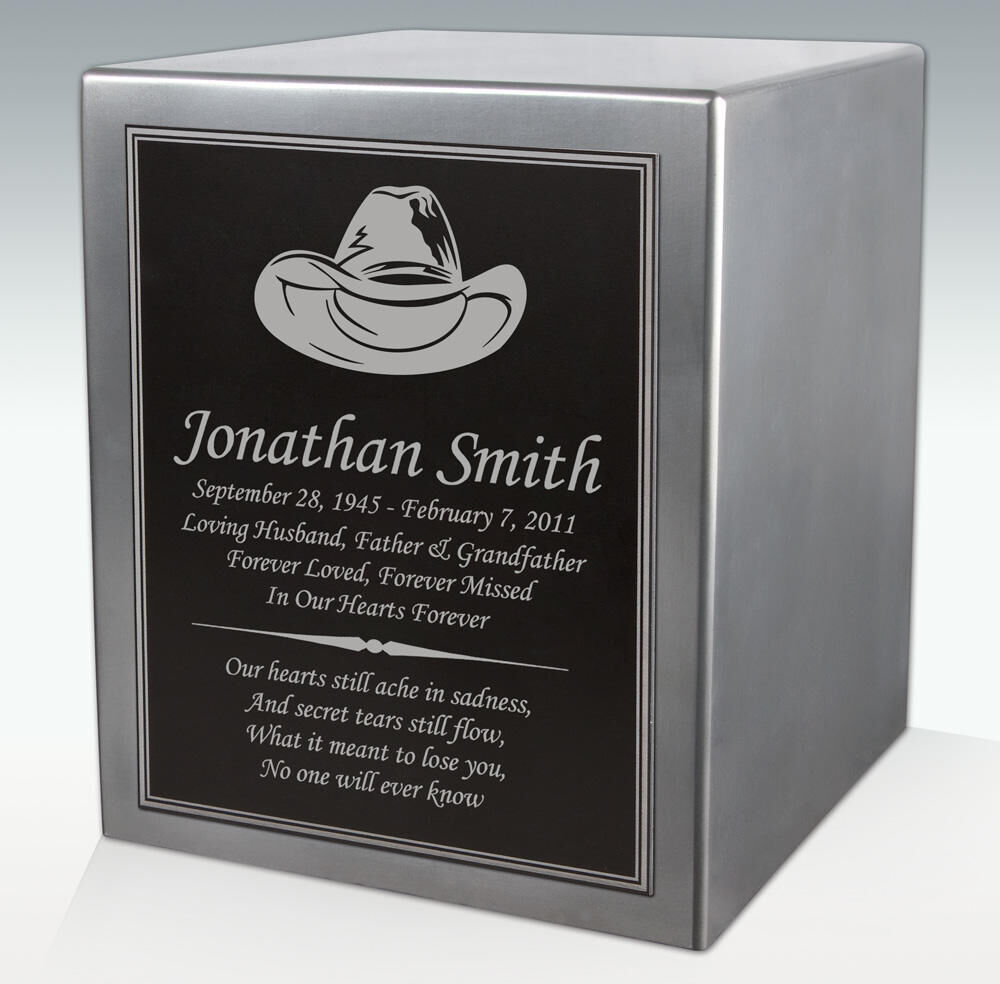 Perfect Memorials Cowboy Hat Seamless Silver Cube Resin Cremation Urn