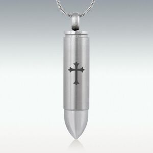 Perfect Memorials Ornate Cross Bullet Cremation Jewelry - Engravable
