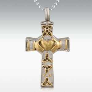 Perfect Memorials Here's My Heart Cross Stainless Steel Cremation Jewelry