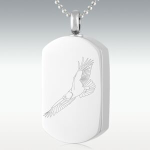 Perfect Memorials Soaring Eagle Dog Tag Stainless Steel Cremation Jewelry