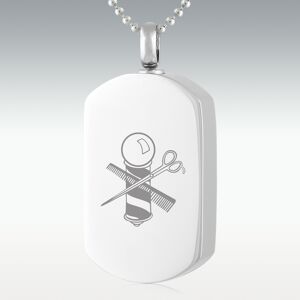Perfect Memorials Barber Dog Tag Stainless Steel Cremation Jewelry