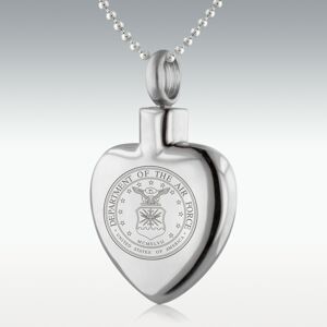 Perfect Memorials Dept. Of The Air Force Heart Stainless Steel Cremation Jewelry