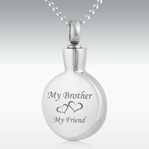 Perfect Memorials My Brother Round Stainless Steel Cremation Jewelry