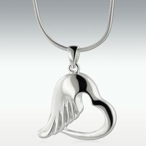 Perfect Memorials Wing Heart Platinum Cremation Jewelry