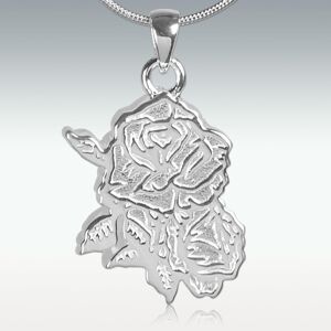 Perfect Memorials Two Roses 14k White Gold Cremation Jewelry - Engravable