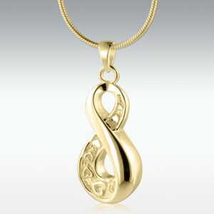 Perfect Memorials Infinity Love Solid 14k Gold Cremation Jewelry -Engravable