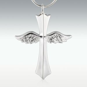 Perfect Memorials Heavenly Flight Cross Platinum Cremation Jewelry