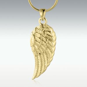 Perfect Memorials Wing of an Angel Solid 14k Gold Cremation Jewelry - Engravable