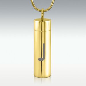 Perfect Memorials Quarter Note Gold Cylinder Stainless Steel Cremation Jewelry