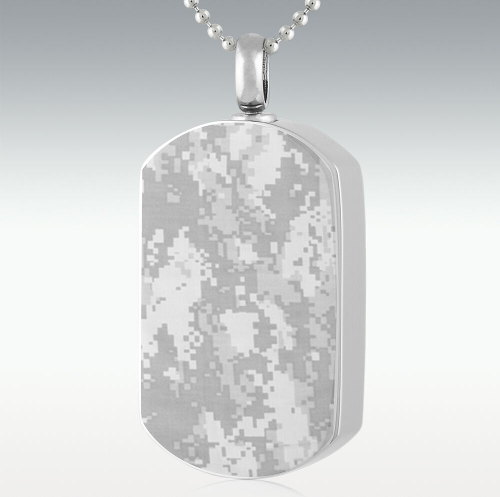 Perfect Memorials Digital Camouflage Dog Tag Stainless Steel Cremation Jewelry