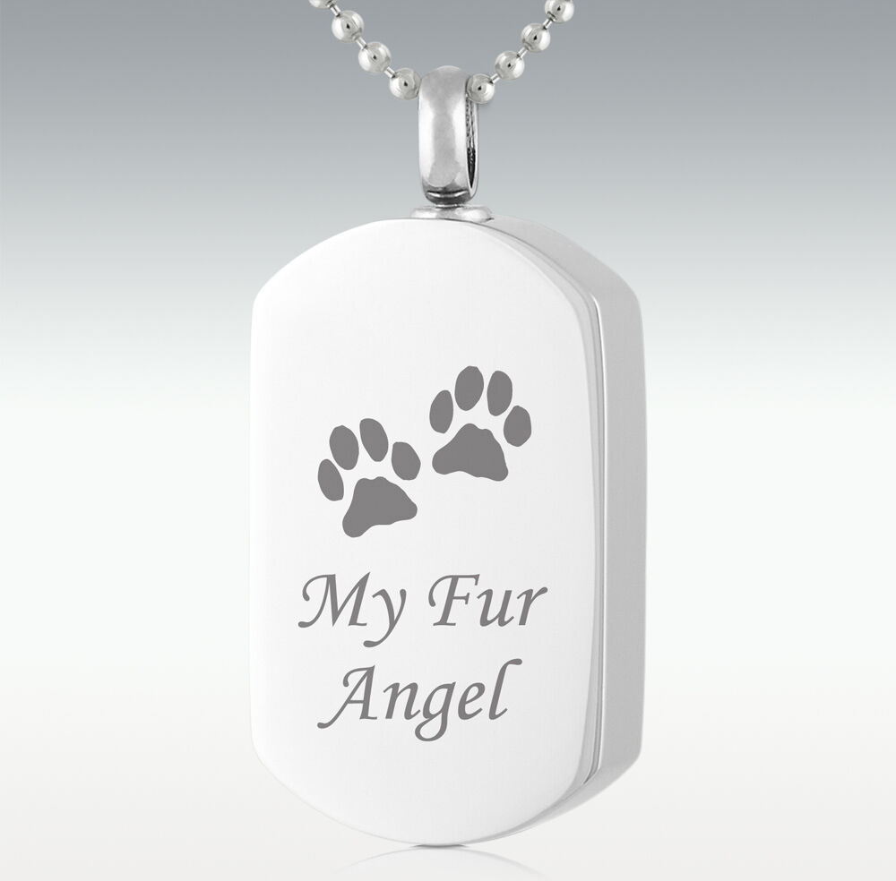 Perfect Memorials Paws My Fur Angel Dog Tag Stainless Steel Cremation Jewelry