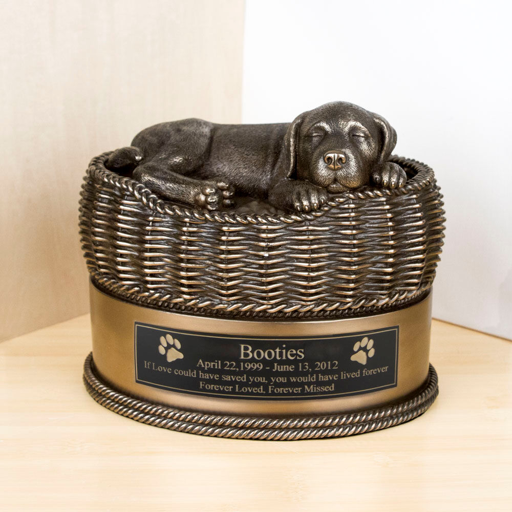 Perfect Memorials Large Bronze Dog in Basket Cremation Urn