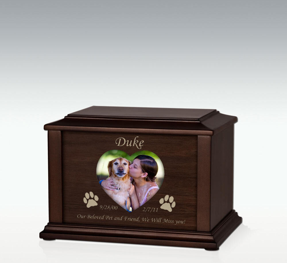 Perfect Memorials Small Heart or Oval Adoration Walnut Pet Cremation Urn