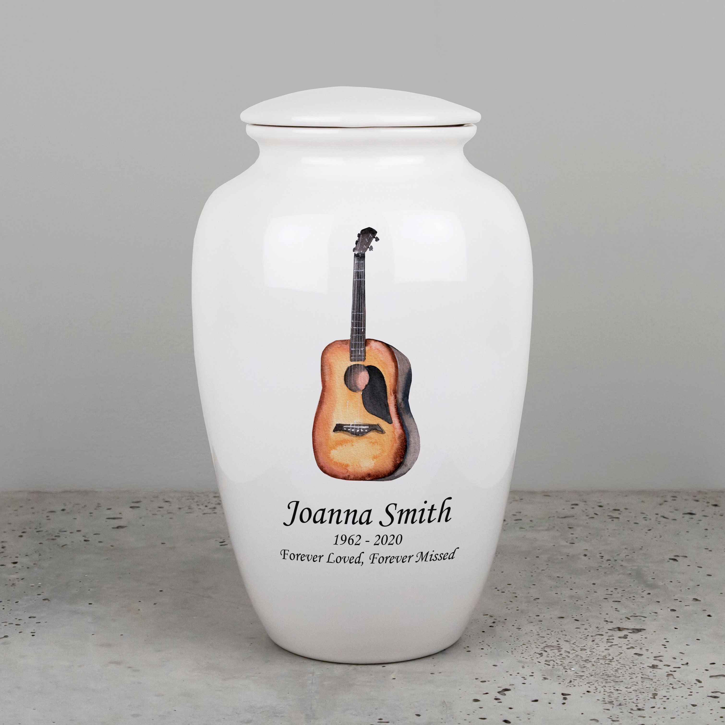 Perfect Memorials Acoustic Guitar Ceramic Cremation Urn - Engravable