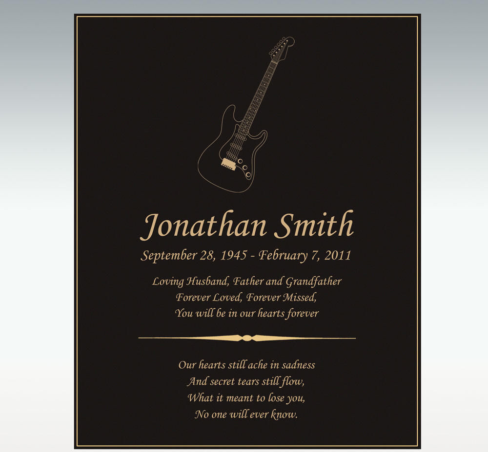 Perfect Memorials Electric Guitar Book Plaque Only