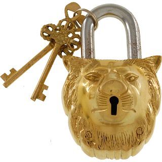 Puzzle Master Brass Lion Padlock - Regular Lock