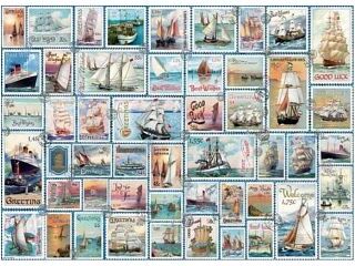 Eurographics Sailing Ships: Vintage Stamps - Large Piece Jigsaw Puzzle