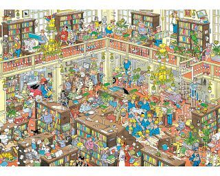 Jumbo International Jan van Haasteren Comic Puzzle - The Library (1000 Pieces)