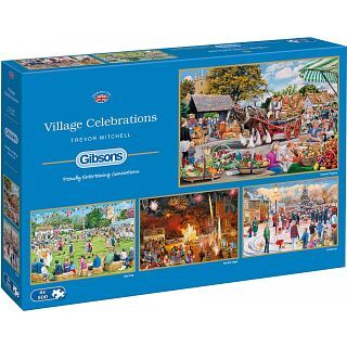 Gibsons Games Village Celebrations - 4 x 500 Piece Jigsaw Puzzles