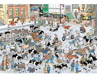 Jumbo International Jan van Haasteren Comic Puzzle - The Cattle Market (1000 Pieces)