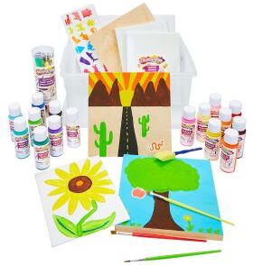 Colorations Acrylic Paint and Canvas Set With BONUS Stickers by Colorations