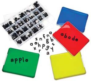 MAGtivity Tins With Black Plastic Magnetic Letters Classroom Kit by Really Good Stuff LLC