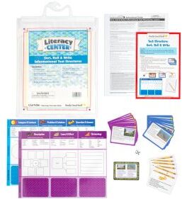 Sort Roll And Write Informational Text Structures Literacy Center  1 literacy center by Really Good Stuff LLC