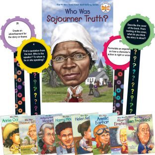 Really Good Stuff LLC Who Was and Student Literary Text Activity  Set Of 9 Books and 32 Laminated Question Wands  Paperback  Grades 3 7 by Really Good