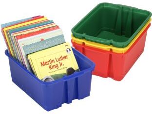 Classroom Stacking Bins  Primary Colors  4 bins by Really Good Stuff LLC