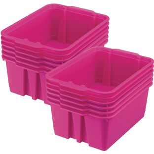 Classroom Stacking Bins  12 bins Color Pink Neon by Really Good Stuff LLC