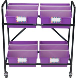 Mid Size Mobile Storage Rack With Picture Book Bins  1 rack 4 bins Color Purple by Really Good Stuff LLC