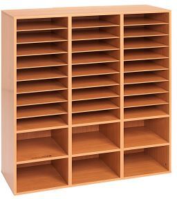 27 Slot Mail And Supplies Center With 6 Cubbies Color Oak by Really Good Stuff LLC