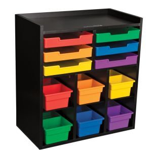 Black 6 Slot Mail Center With 6 Trays 6 Cubbies And 2 Compartment Bins  Grouping by Really Good Stuff LLC