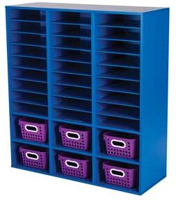 Blue 27 Slot Mail And Supplies Center With 6 Cubbies And Baskets Single Color Color Purple by Really Good Stuff LLC