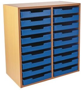 Oak 18 Slot Mail Center With Trays  Single Colors Color Blue by Really Good Stuff LLC