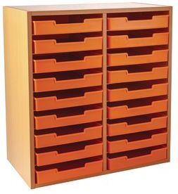 Oak 18 Slot Mail Center With Trays  Single Colors Color Orange by Really Good Stuff LLC