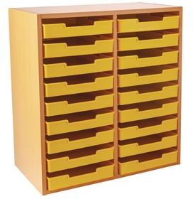 Oak 18 Slot Mail Center With Trays  Single Colors Color Yellow by Really Good Stuff LLC