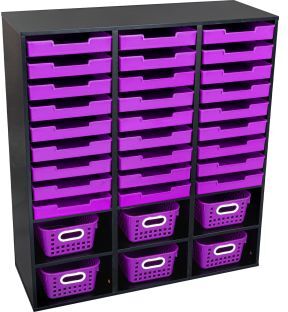 Really Good Stuff LLC Black 27 Slot Mail And Supplies Center With 27 Trays 6 Cubbies And Baskets Single Color  1 mail center 27 trays 6 baskets Color