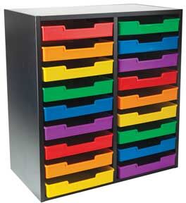 Black 18 Slot Mail Center With Trays 6 Colors by Really Good Stuff LLC