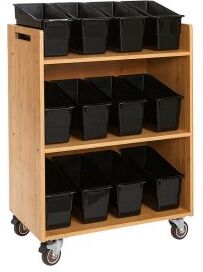 Really Good Stuff Three Tier Shelf Storage with Durable Book and Binder Holders Color Black by Really Good Stuff LLC