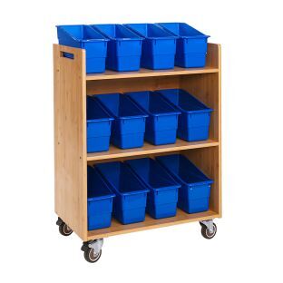 Really Good Stuff Three Tier Shelf Storage with Durable Book and Binder Holders Color Blue by Really Good Stuff LLC