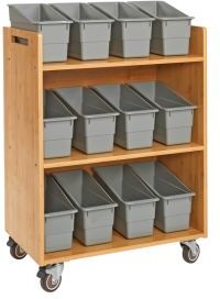 Really Good Stuff Three Tier Shelf Storage with Durable Book and Binder Holders Color Pebble by Really Good Stuff LLC