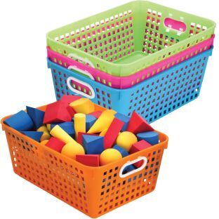 Book Baskets Large Rectangle  Neon Colors  4 baskets by Really Good Stuff LLC