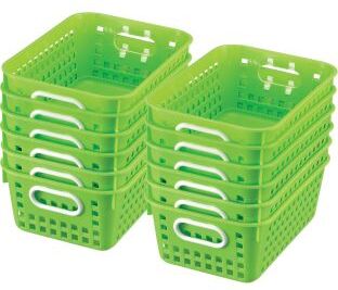 Book Baskets  Medium Rectangle  12 baskets Color Green Neon by Really Good Stuff LLC