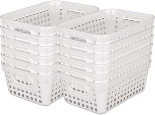 Book Baskets  Medium Rectangle  12 baskets Color White by Really Good Stuff LLC