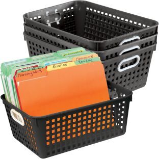 Book Baskets Large Rectangle  Black  4 baskets by Really Good Stuff LLC