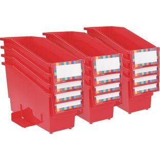 Really Good Stuff LLC Really Good Stuff Durable Book And Binder Holder With Stabilizer Wing and Label Holder  12 Pack Color Red by Really Good Stuff L