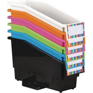 Neon Pop 6 Pack Durable Book And Binder Holders With Stabilizer Wings by Really Good Stuff LLC