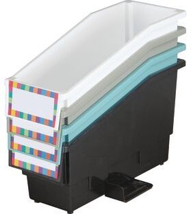 Durable Book And Binder Holders With Stabilizer Wings  Neutral Colors  4 bins 8 labels by Really Good Stuff LLC